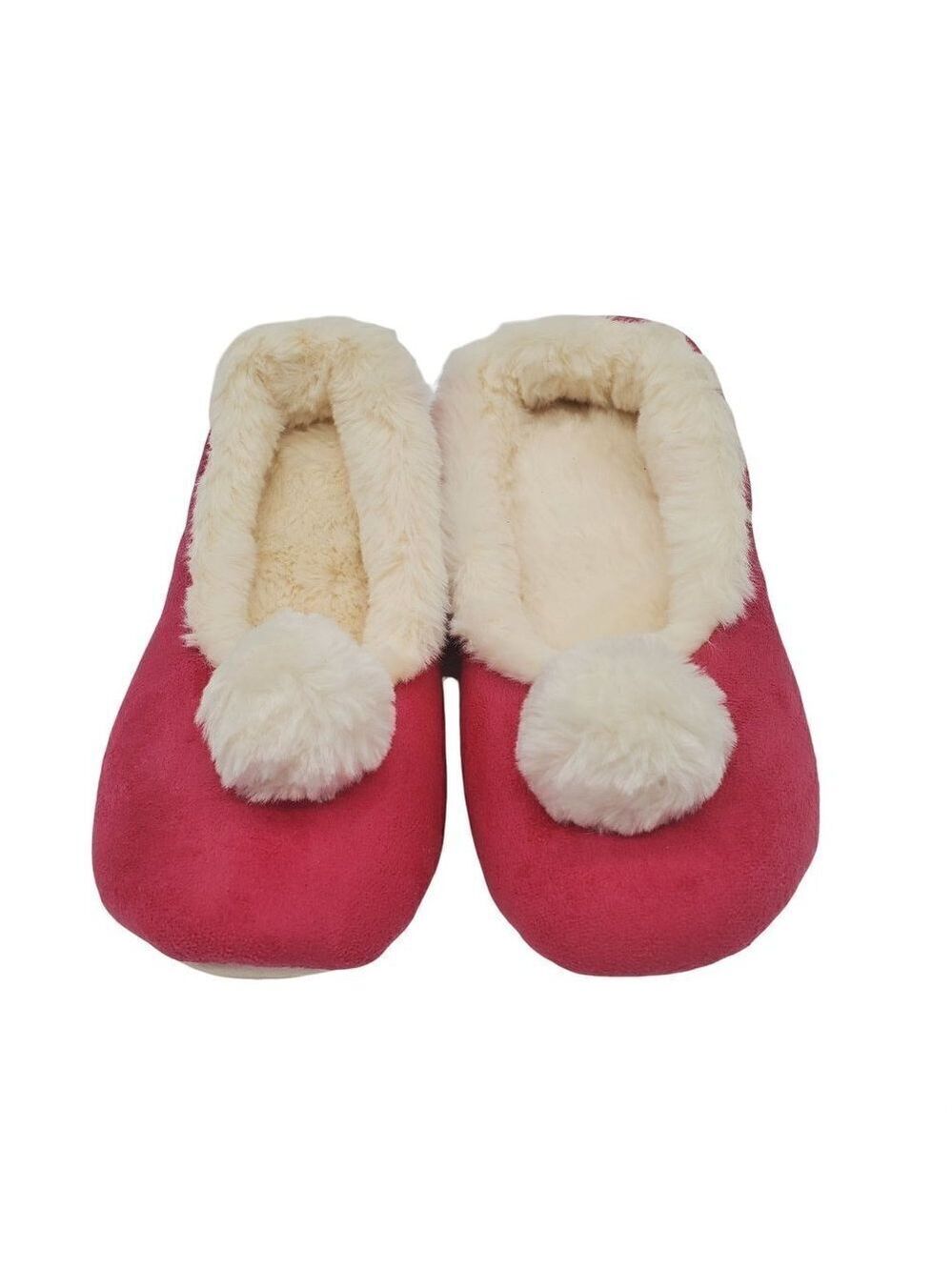 Avon Pink Joyful Beautiful Faux Shearling Memory Foam Pom-Pom Slippers Size 10